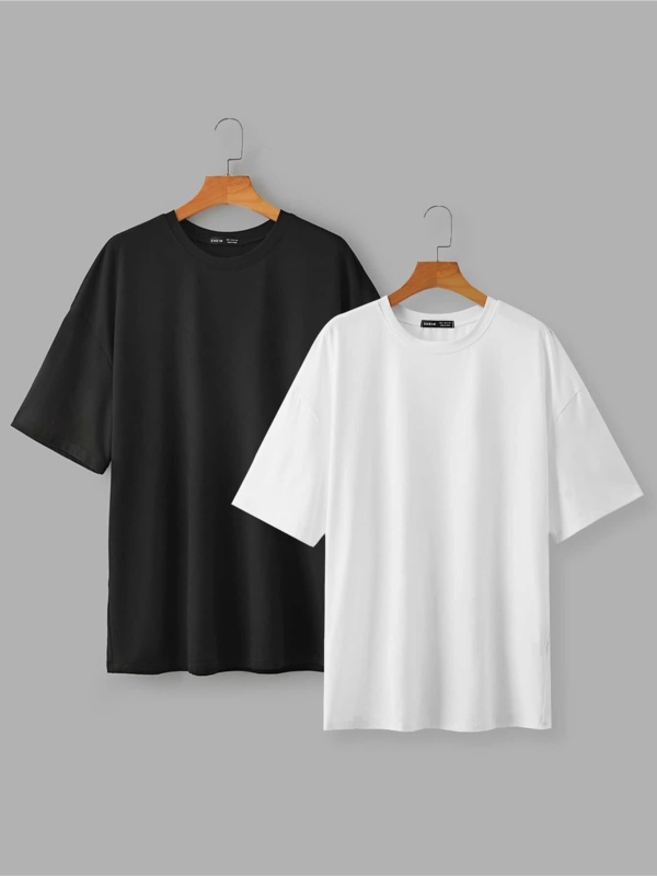 2Pcs Combo Mens Premium Drop Shoulder T-Shirt